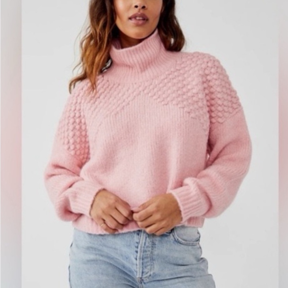 Free People Soft Pink Cowl Neck Sweater